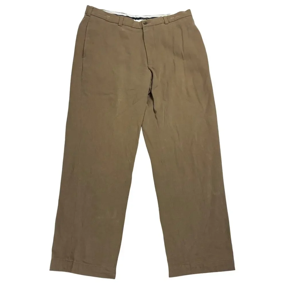 Vintage Brooks Brothers Hudson Pants Mens 35 x 30 Tan Flat Front Straight Chino